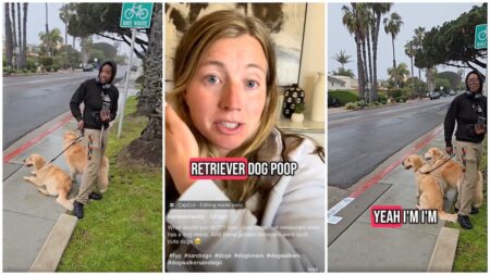 San Diego Dog Walker throws dog poop