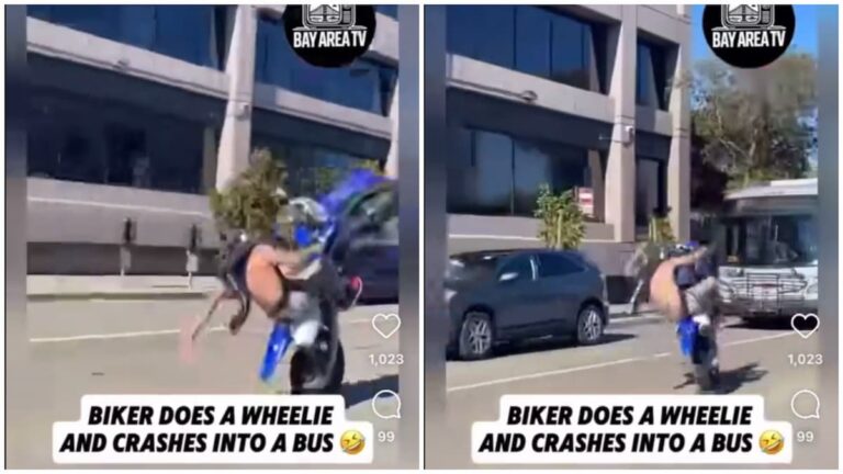 San Francisco Motorcyclist Does a Wheelie for the Lolz, Crashes into a Muni Bus: ‘Is the bus ok?’ San Francisco Man Does Wheelie, Crashes into Bus
