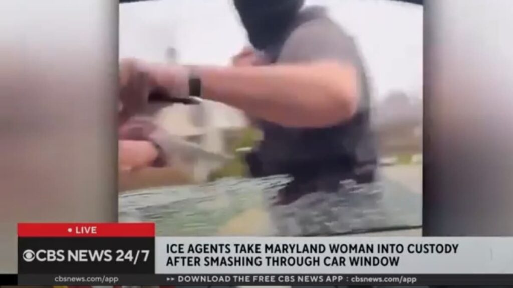Maryland Woman Kidnapped by ICE Agents After Smashing Her Car Window: ‘Why Do They Need to Hide?’ A picture of Maryland woman getting arrested.