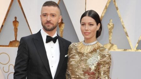 Justin Timberlake and Jessica Biel on the red carpet.