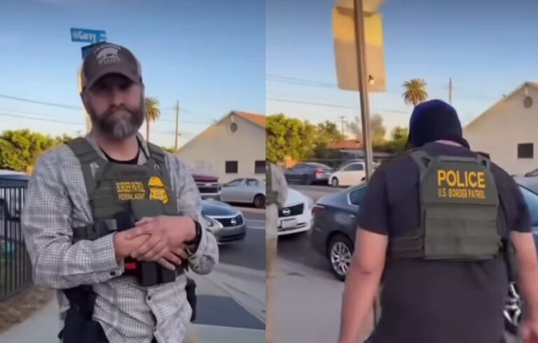 California Man Chases Away Masked ICE Agents Wearing Cosplay Kevlar in Wild Showdown: ‘You Signed Up For This, B*tch!’ ICE agents in Pomona get wrecked