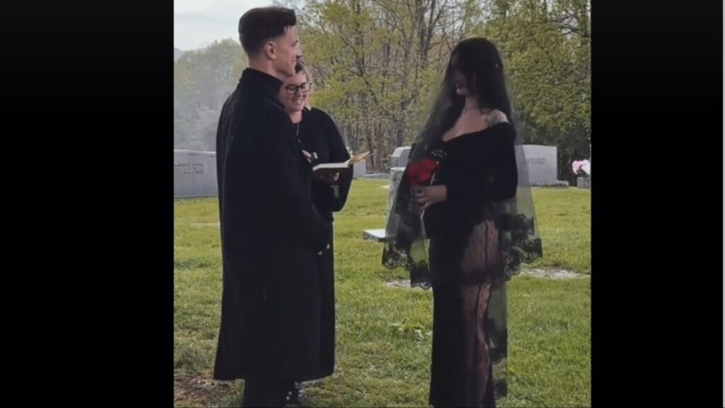 Couple get married in a cemetery