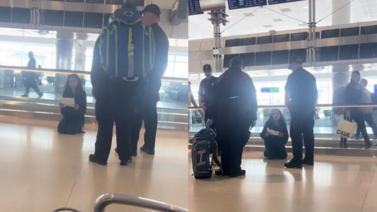 Viral Clip of Woman on Her Knees Reading Hostage Letter in Denver Airport Sparks Hoax or Not Question: ‘This Seems Real’ Denver Airport hostage