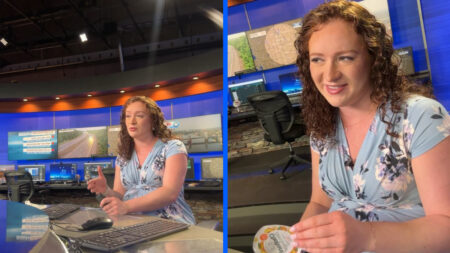 a new york news anchor for cbs6 delivering news while in labor