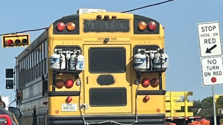 Texas School Bus with Propane Tanks Leaves Residents Confused: ‘Mobile Meth Lab’ A picture of the Texas school bus.