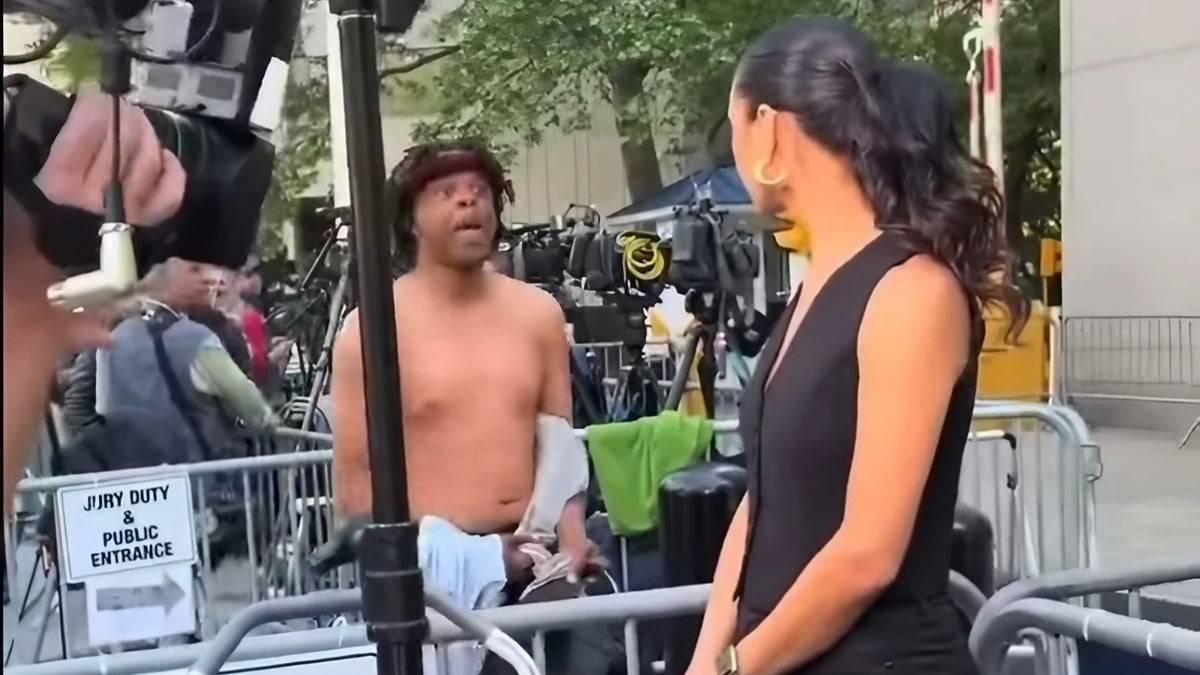 Angry Half-Naked New York Man Crashes Diddy Trial Courthouse, Curses Everyone: ‘Nice of Kanye to Show Up’