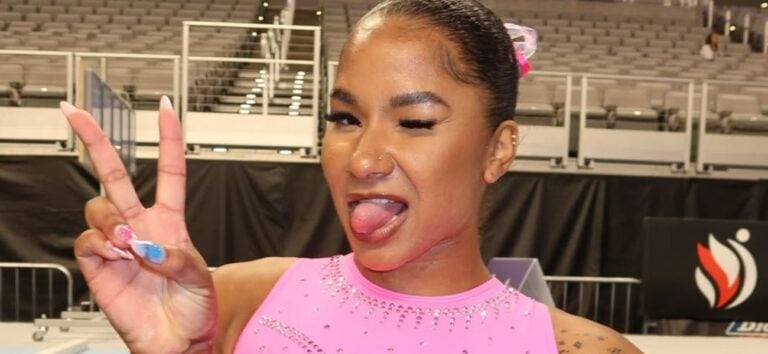 Jordan Chiles Sizzles Poolside in Tiny White Bikini and Designer Drip Jordan Chiles takes selfie