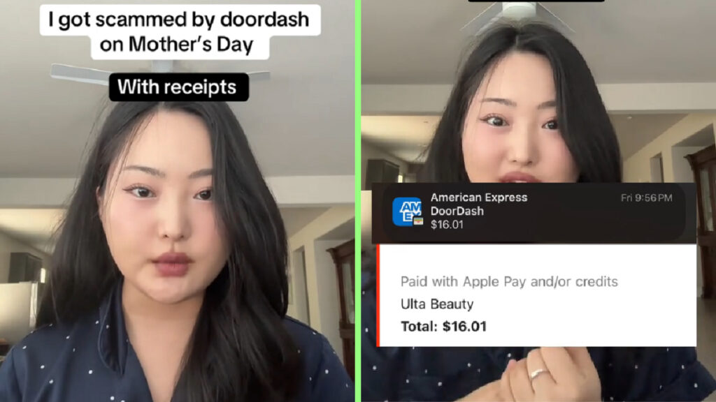 tiktok user cowsmad, expressing her experience using doordash in california