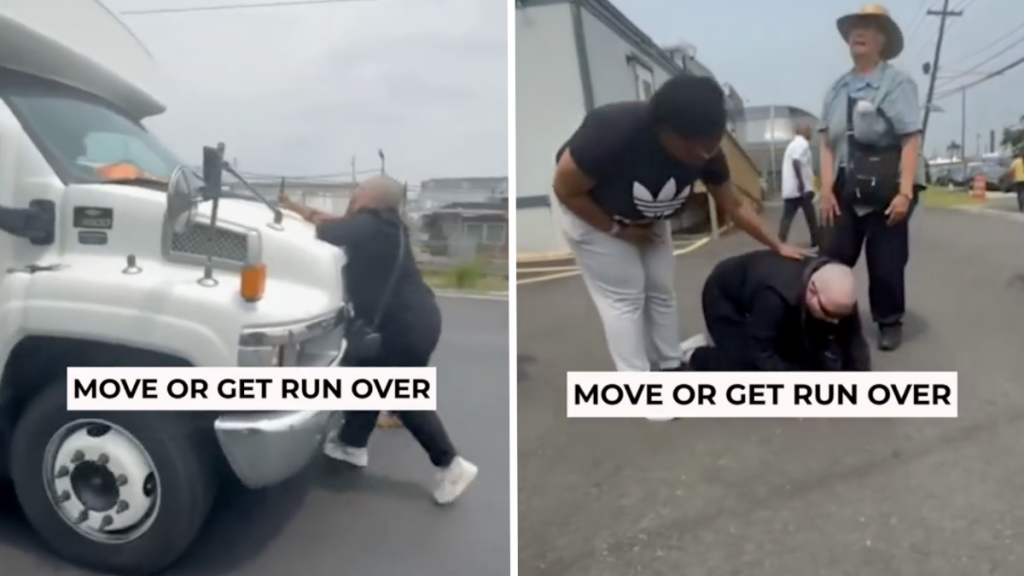 ICE Van Runs Over Crazy Screaming New Jersey Protestors Jumping in Front of the Vehicle