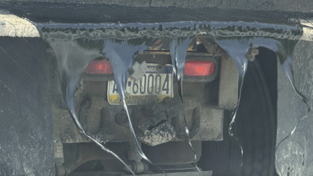 Pennsylvania Truck Leaks Tar All Over the Highway