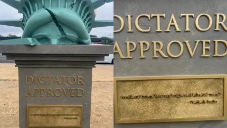 Liberty Falls as Giant Hand Gives Thumbs up to Dictators on Washington: ‘I Hope Its Very Heavy and Difficult to Move'