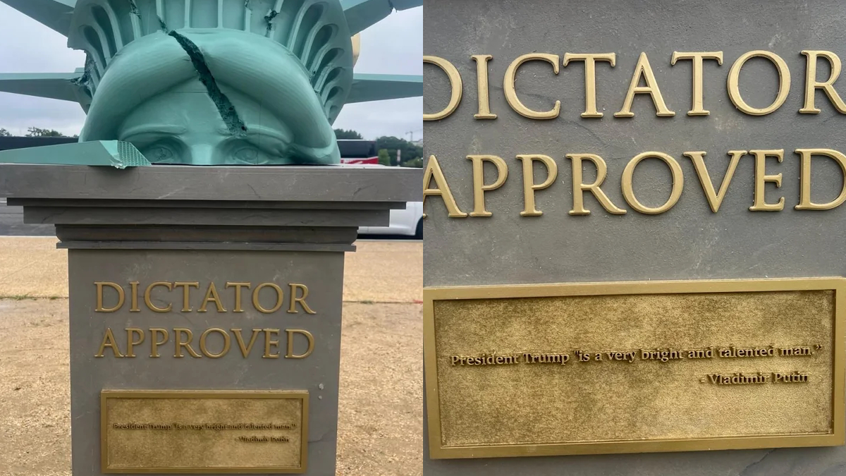 Liberty Falls as Giant Hand Gives Thumbs up to Dictators on Washington: ‘I Hope Its Very Heavy and Difficult to Move’