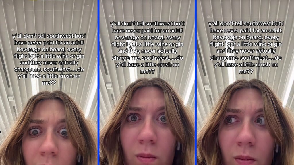 Arizona Woman Claims She Never Pays for Drinks on Southwest Flights, ‘If Anyone Asks the Card Reader is Broken’ arizona tiktoker _madisonpamela sharing a video about southwest airlines