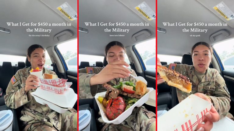 California Soldier Shares Delicious Meal But Her Viewers Are Concerned, ‘It’s Giving Last Meal Before Yall Ship Out’ california tiktoker and soldier retiredhotcheetogirly enjoying a meal