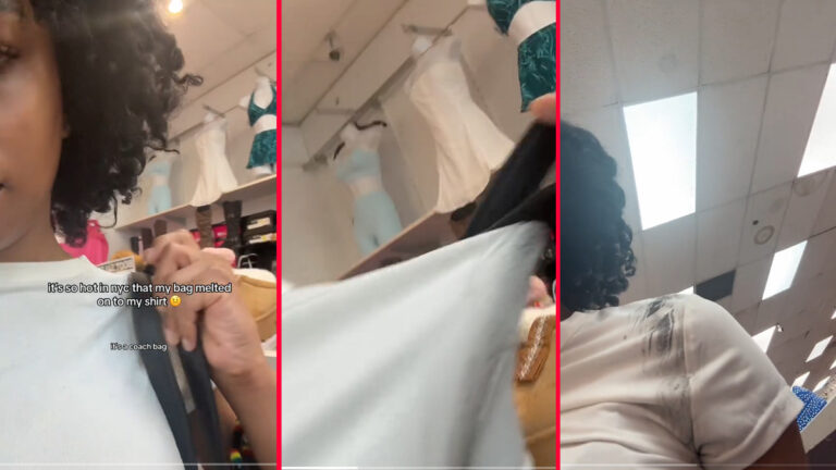 New York Woman Shocked By Heat Wave Melting Her Coach Purse, ‘Maybe Coach Material Isn’t That High Quality Actually’ new york woman showing off her melting coach purse due to heatwave