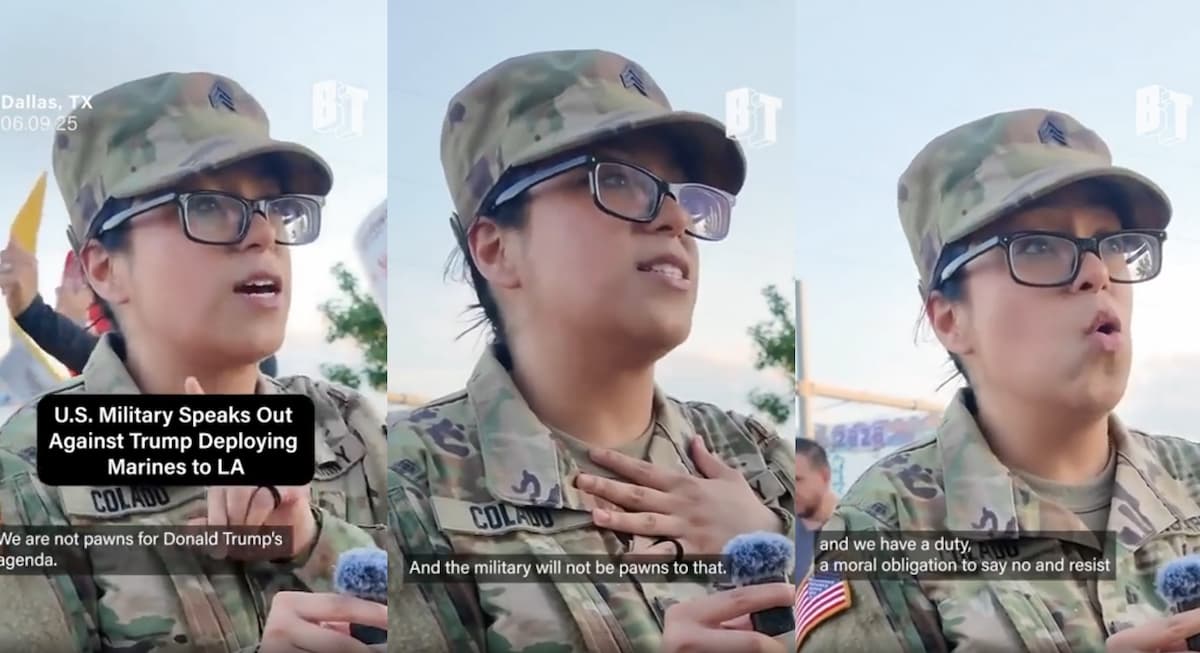 ‘We’re Not Pawns’ Soldier in Uniform Joins Anti-ICE Protest in Texas, Sparks Military and Civilian Outrage