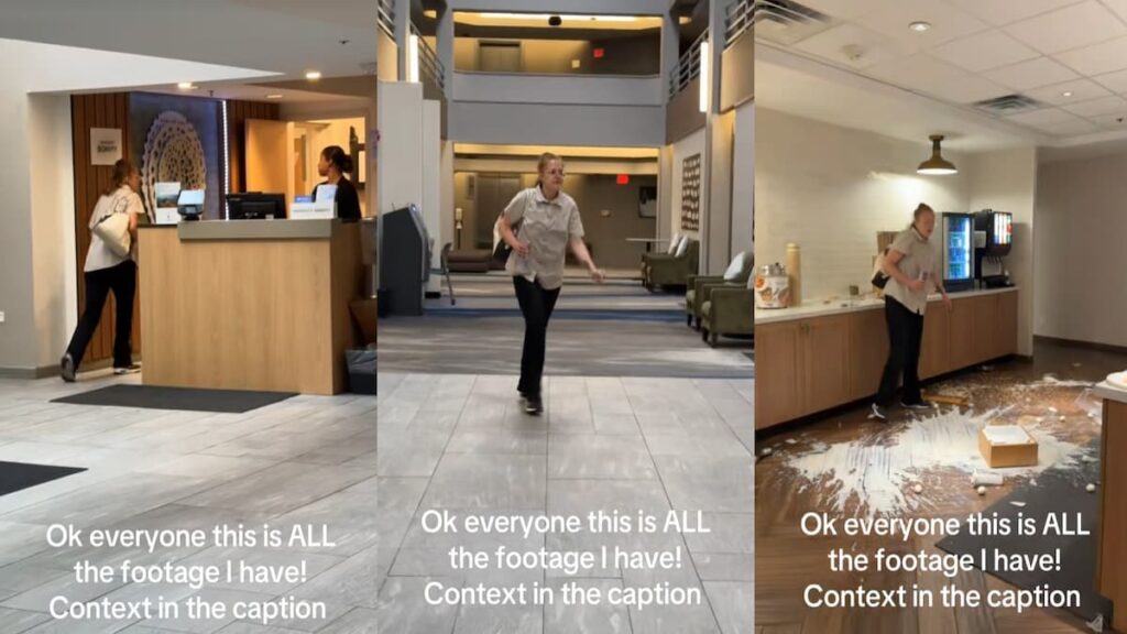 Hotel Worker Goes on Rampage After Overnight Shift Ends in Firing at Denver Marriott: ‘That’s ice cold’ Colorado woman trashes hotel breakfast room