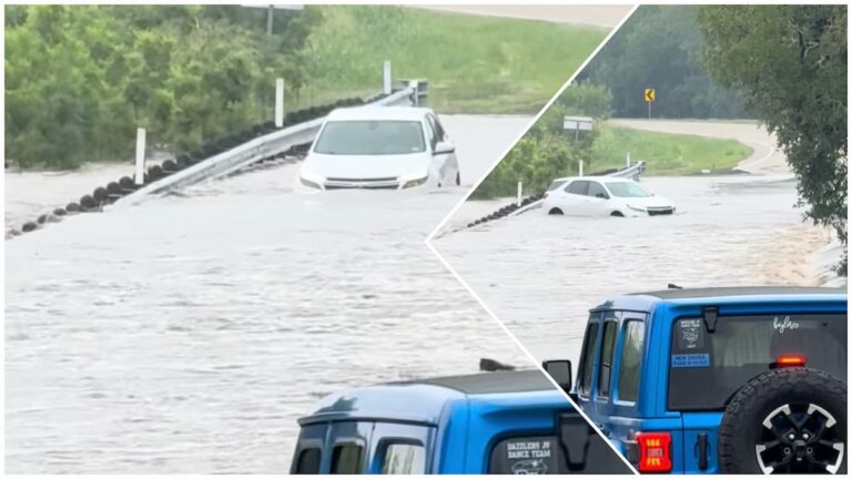 Foolish Texas Driver Attempts to Drive Through Flooded Road and Finds Out