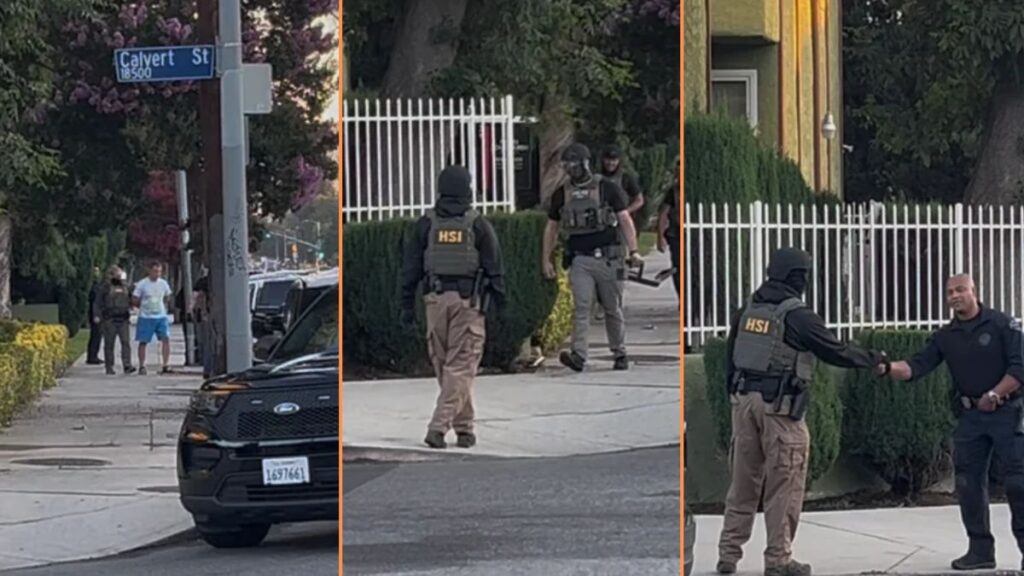 ICE Agents Raid Reseda Apartment Complex With Help From LAPD, ‘Police and HSI Shaking Hands Should Tell You Everything You Need to Know’ ICE Agents Raid Reseda Apartment Complex With Help From LAPD, 'Police and HSI Shaking Hands Should Tell You Everything You Need to Know'