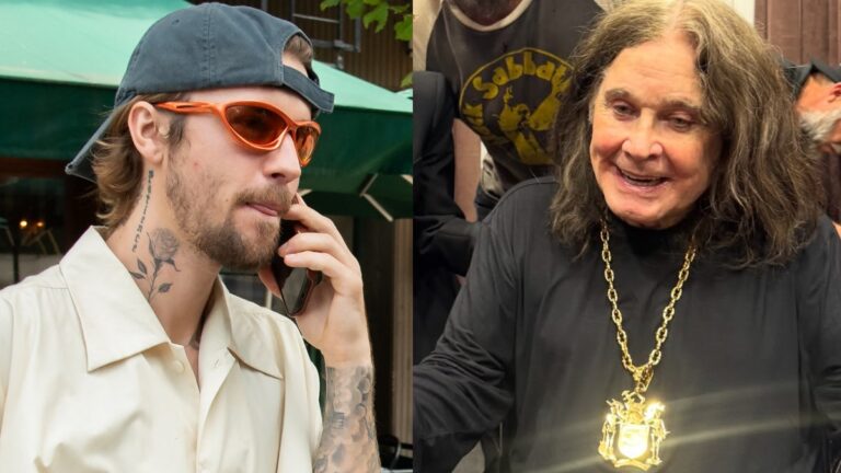 Justin Bieber and Ozzy Osbourne photo merge.
