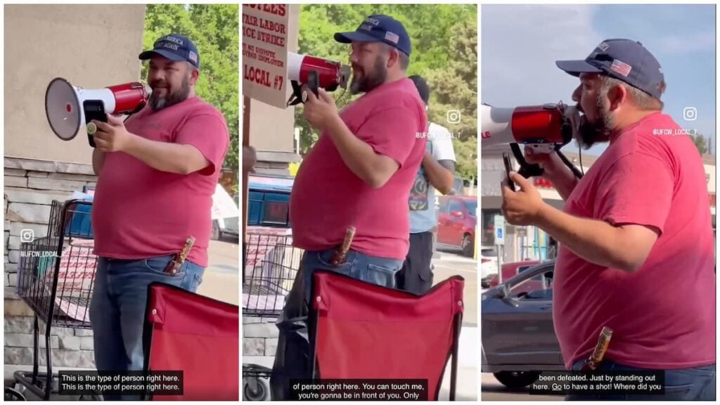 MAGA Supporter With a Megaphone Harasses Safeway Protestors in Colorado: ‘Couldn’t Even Make the Cut for ICE So He Had to Settle For This’ MAGA Supporter With a Megaphone Harasses Safeway Protestors in Colorado