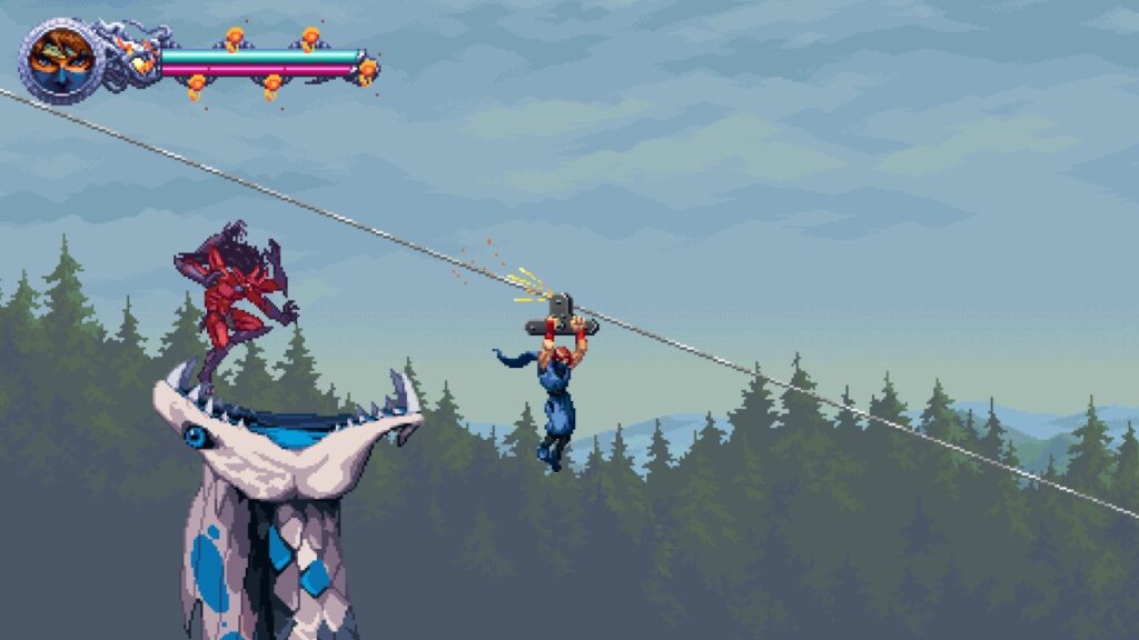 Kenji using a zipline