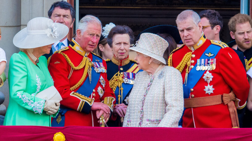Prince Harry and other members of the British royal family on the Palace balcony.