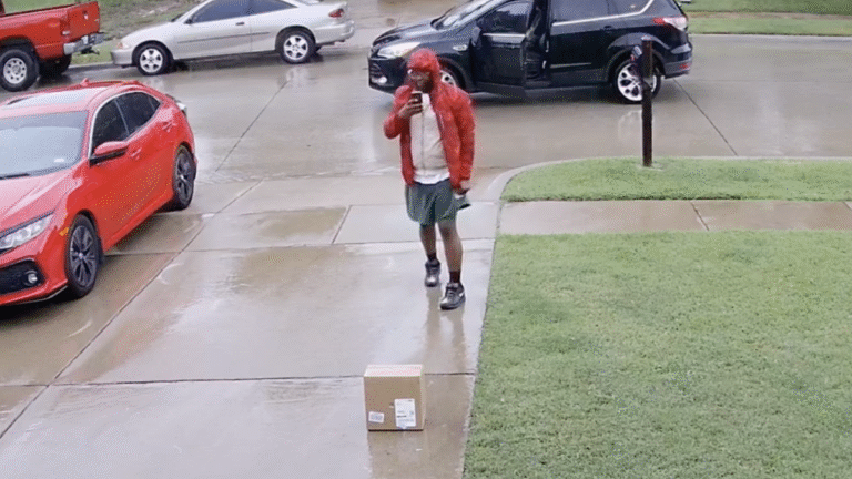 Texas Amazon Driver Leaves Package To Get Soaking Wet on Driveway During Rainy Weather