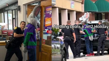 A picture of the Chuck E. Cheese Florida mascot.