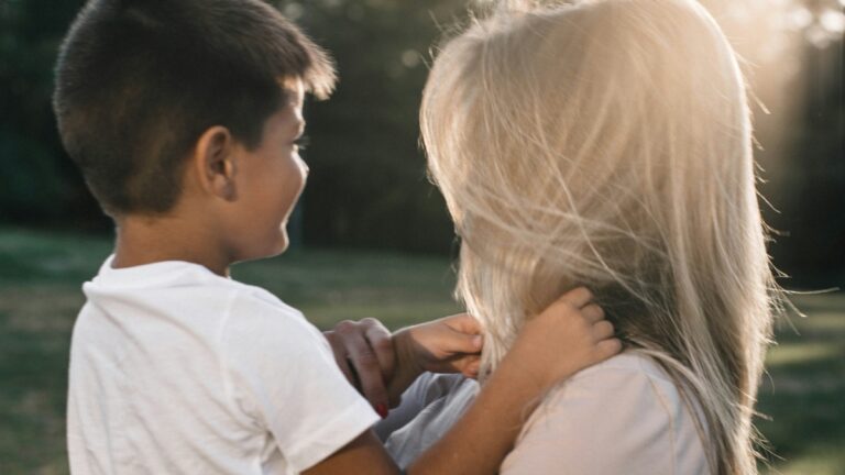 A woman and a young boy