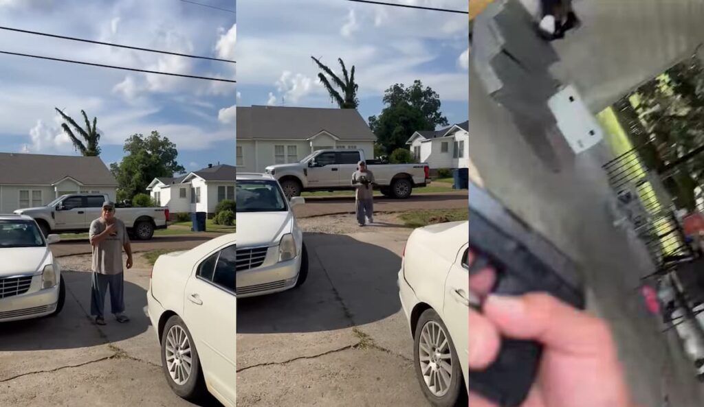 Shocking Video From Louisiana Shows Man Waving Rifle, Firing Shot at Residents After Hit-and-Run: ‘Just Republican things’ louisiana racist pulls a gun