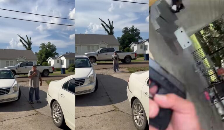 Shocking Video From Louisiana Shows Man Waving Rifle, Firing Shot at Residents After Hit-and-Run: ‘Just Republican things’ louisiana racist pulls a gun