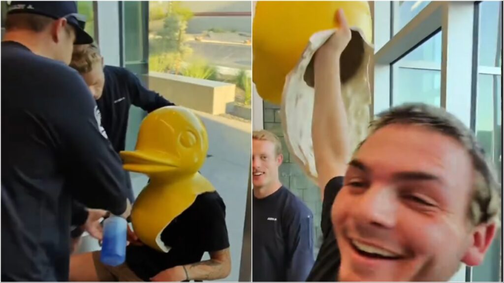 Arizona man gets stuck in giant duck head