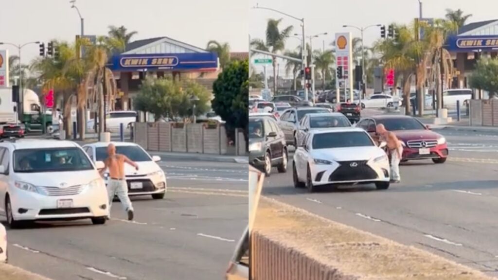 Insane Shirtless Man Confuses California Highway For GTA Scene Trying To Forcefully Open Car Doors: ‘He Ain’t Methin Around’