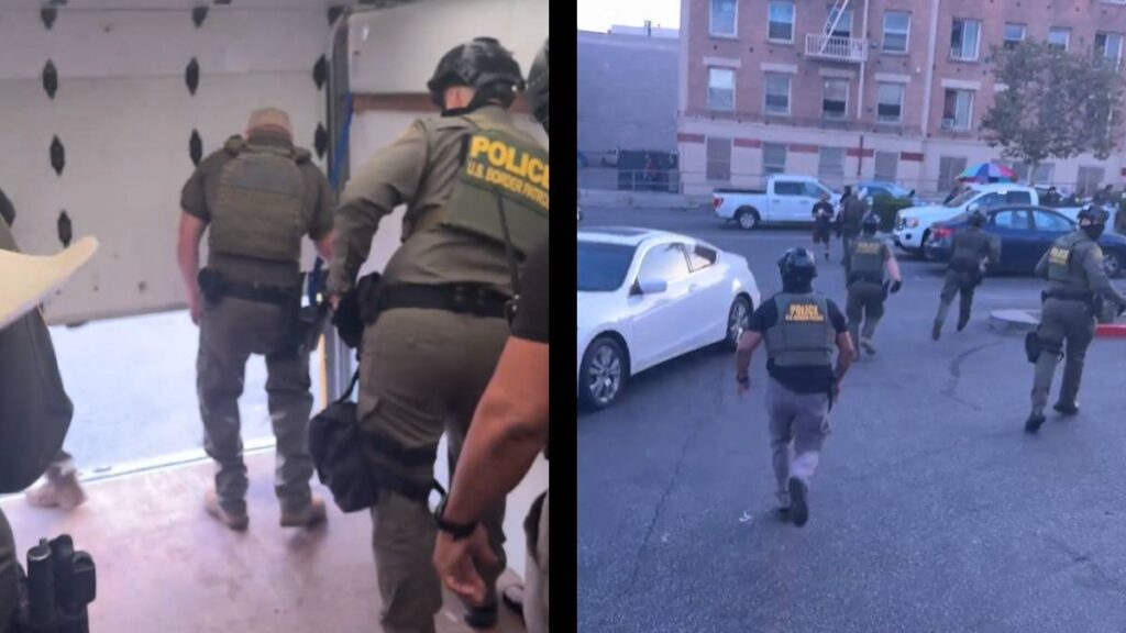 ICE Agents in Los Angeles Arrive by Truck and Conduct a Raid to Apprehend Immigrants in the Area: ‘MS 13 Has a Chokehold on This Area’ Los Angeles ICE truck raid
