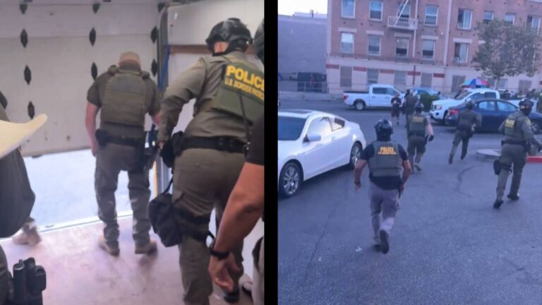 ICE Agents in Los Angeles Arrive by Truck and Conduct a Raid to Apprehend Immigrants in the Area: ‘MS 13 Has a Chokehold on This Area’ Los Angeles ICE truck raid