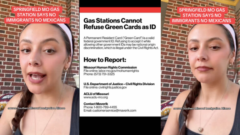 TikTok influencer discusses Maverik gas station that is refusing Green Cards as ID.