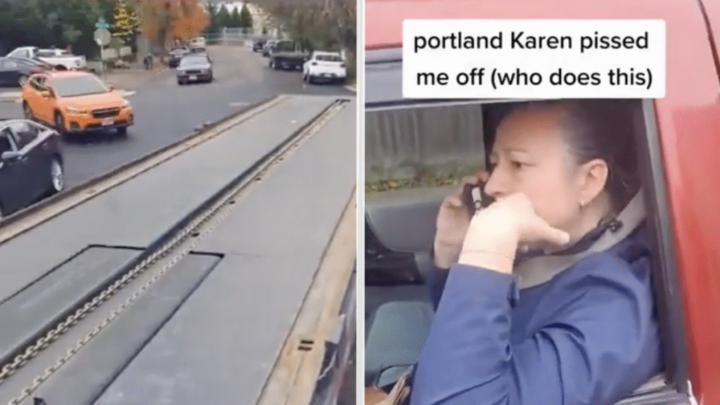 Portland Karen Causes Traffic Jam Because She Refuses To Back Up: ‘This Lady Pushes Doors When They Say Pull and Gets Mad’ Portland Karen Causes Traffic Jam Because She Refuses To Back Up