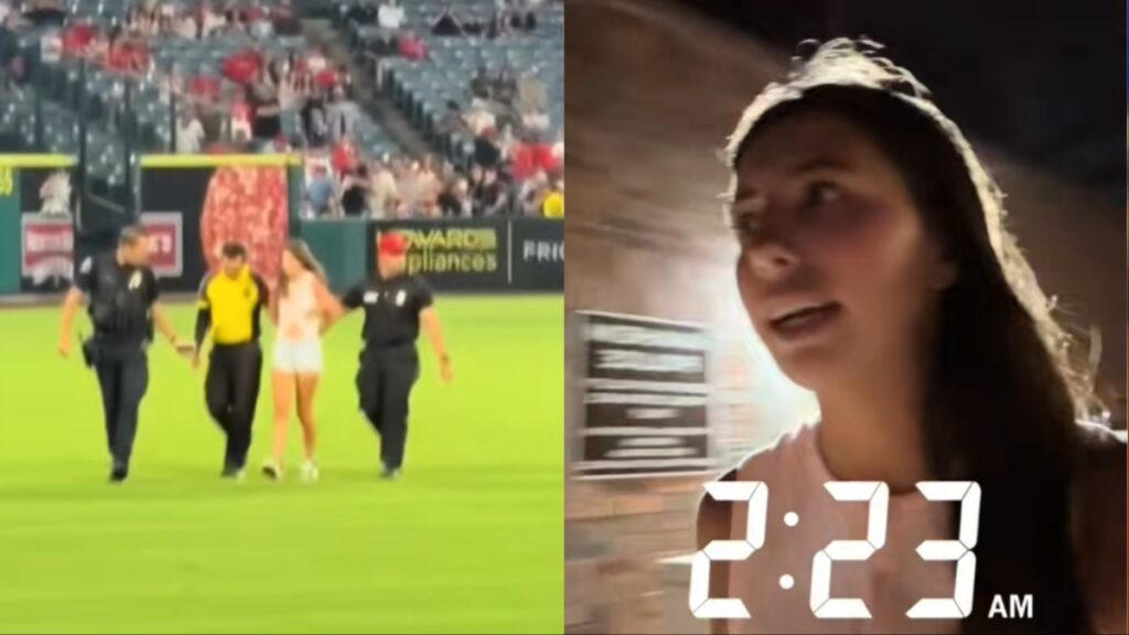 Popular California Tiktoker Arrested in Front of Thousands While Filming Herself Running Onto Field at Angels Game: ‘Cringy Cash Grab’ California TikToker gets arrested