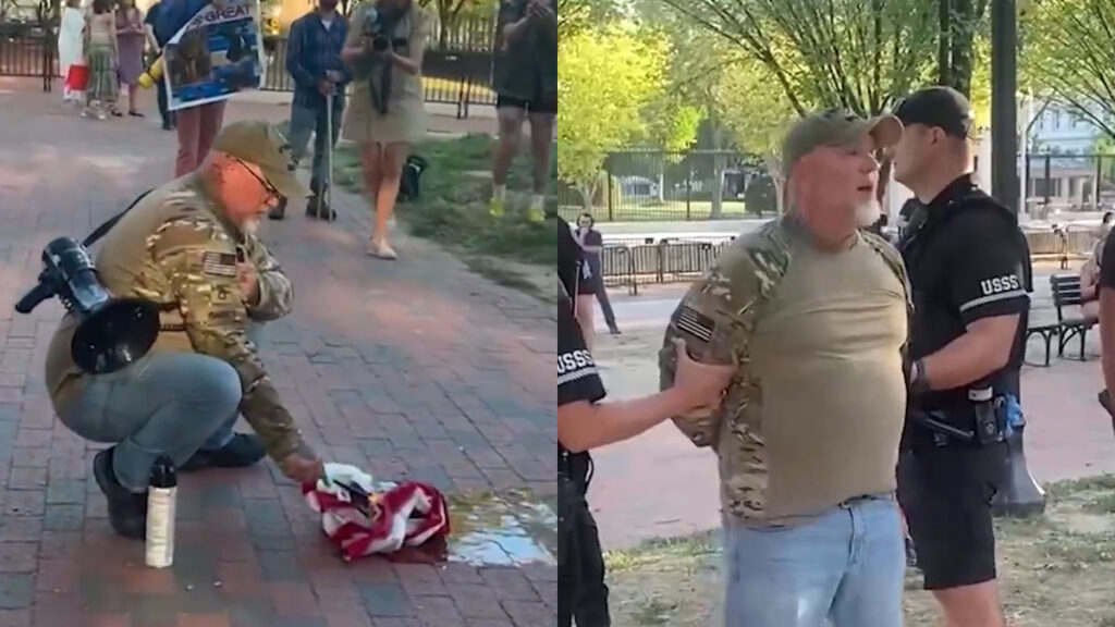 Flag Burning Veteran Detained by Secret Service Outside White House in Washington DC: ‘That Veteran Is a Hero Twice Over’ Flag Burning Veteran Detained by Secret Service Outside White House in Washington DC: ‘That Veteran Is a Hero Twice Over’