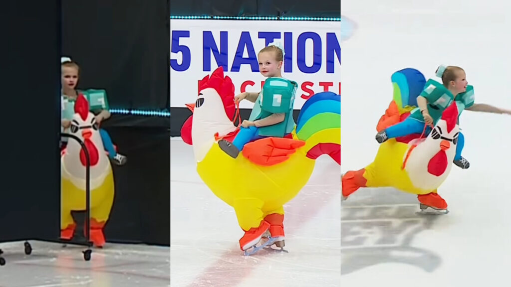 chicken jockey ice skating
