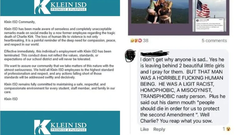 Houston Area Klein ISD Fires Educator and Coach Over Social Media Remarks on Charlie Kirk Incident: ‘What a Lovely Little Fascist Timeline We Are Living in’
