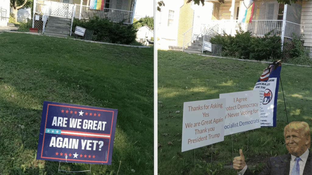 Milwaukee Trump Supporter Attacks Democratic Neighbor with ‘Goofy’ Signs: ‘MAGAs Are a Pathetic Cult’ Milwaukee Trump Supporter Attacks Democratic Neighbor with 'Goofy' Signs