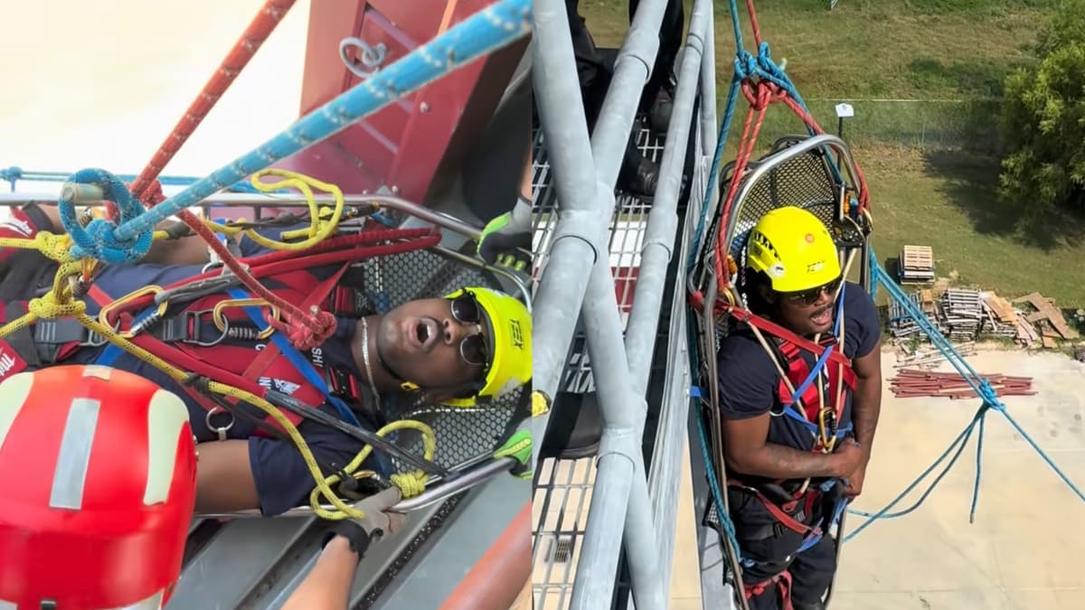 Screaming Texas Firefighter Becomes TikTok Favorite While Battling His Fear of Heights: ‘Please Leave Him in the Office’