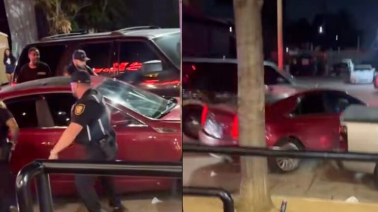 Close Call! Car Nearly Runs Over Police In Texas While Fleeing From Scene: ‘Dude Be Stacking Up Charges’ Car flees Texas scene