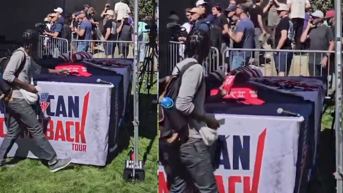 ‘Despicable’ Man Loots Charlie Kirk’s Merchandise Table Seconds After He Was Shot