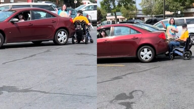 Oregon Woman Nearly Backs Over Wheelchair-Bound Man Holding Her Hostage In Parking Lot: ‘All Of Them Were Crazy’ Oregon woman nearly hits man in wheelchair during parking lot dispute