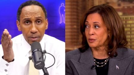 Stephen A Smith (left) Kamala Harris (right)