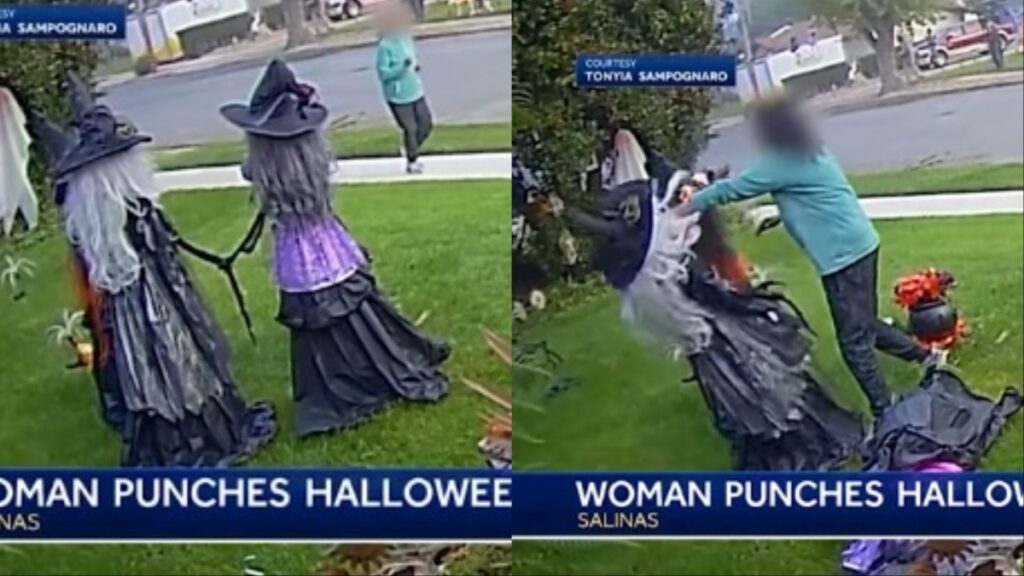 California ‘Halloween Grinch’ Has Unhinged Reaction to Neighbor’s Decorations: ‘She Wasn’t Embarrassed Doing It’ California woman attacks Halloween decorations