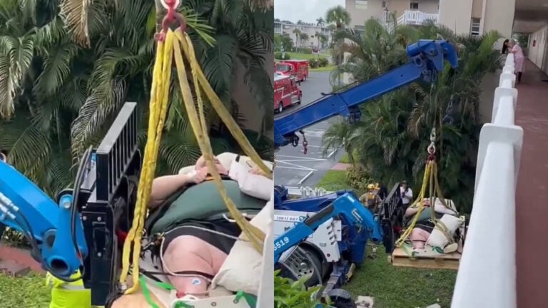 Giant Rescue in Florida as Man Lifted by Crane During Medical Emergency: ‘Who Was Feeding This Guy?’ Giant Rescue in Florida as Man Lifted by Crane During Medical Emergency: ‘Who Was Feeding This Guy?’